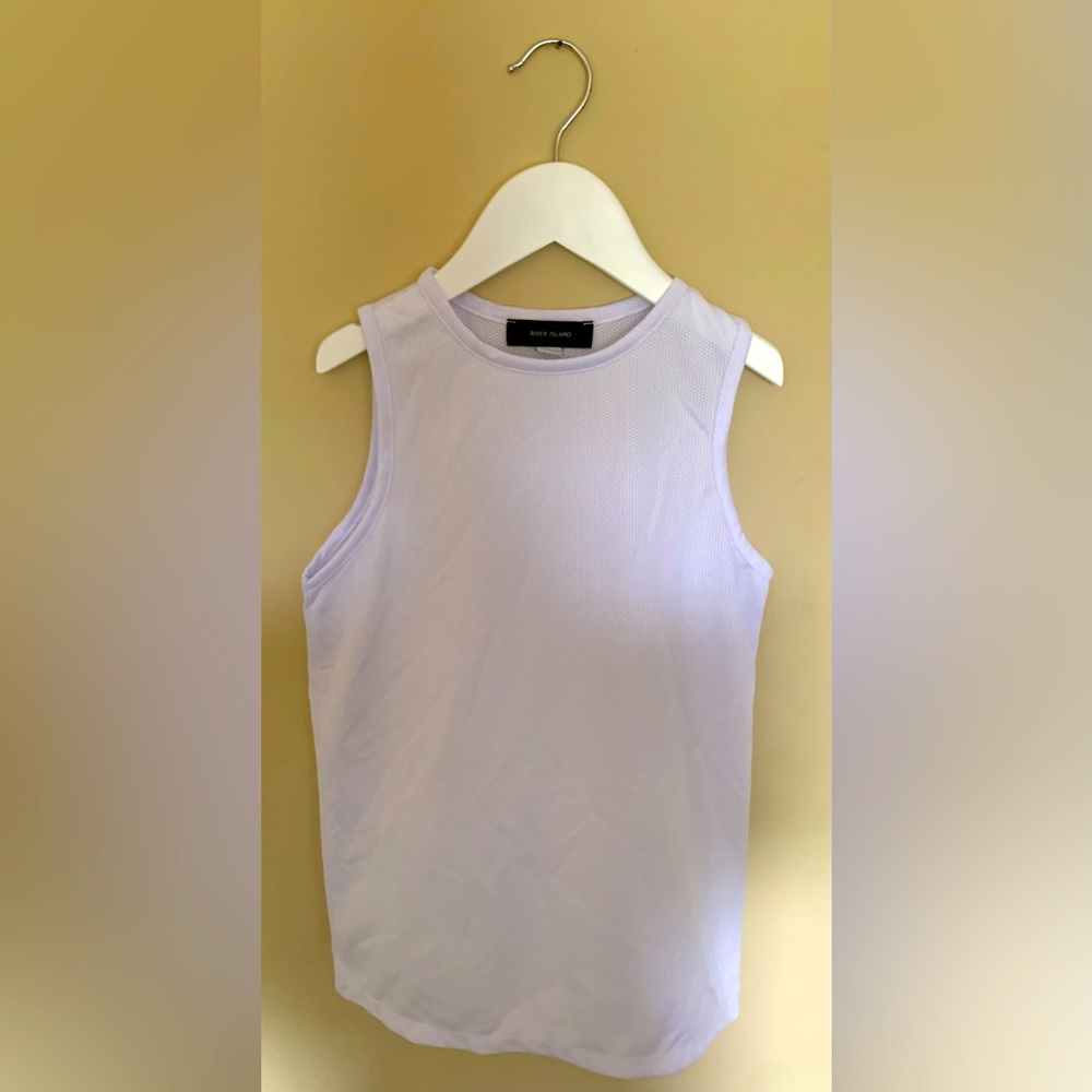 River Island Boys Solid White Mesh Tank Top